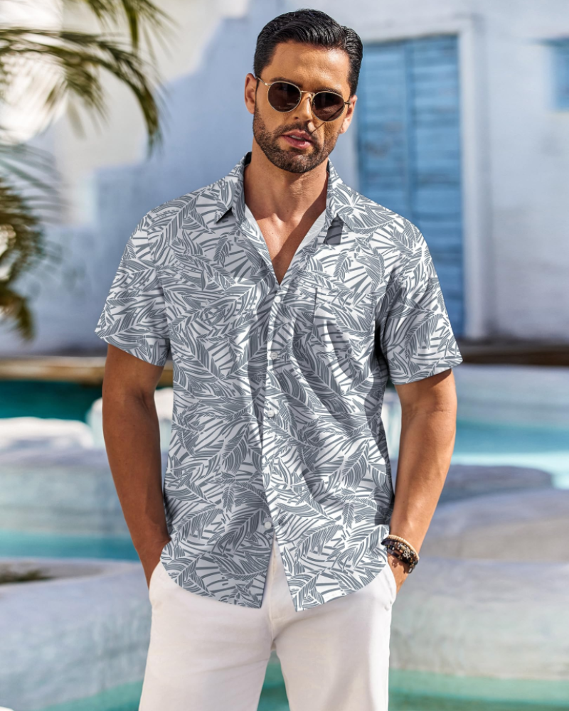 Men's Tropical Print Short Sleeve Shirt