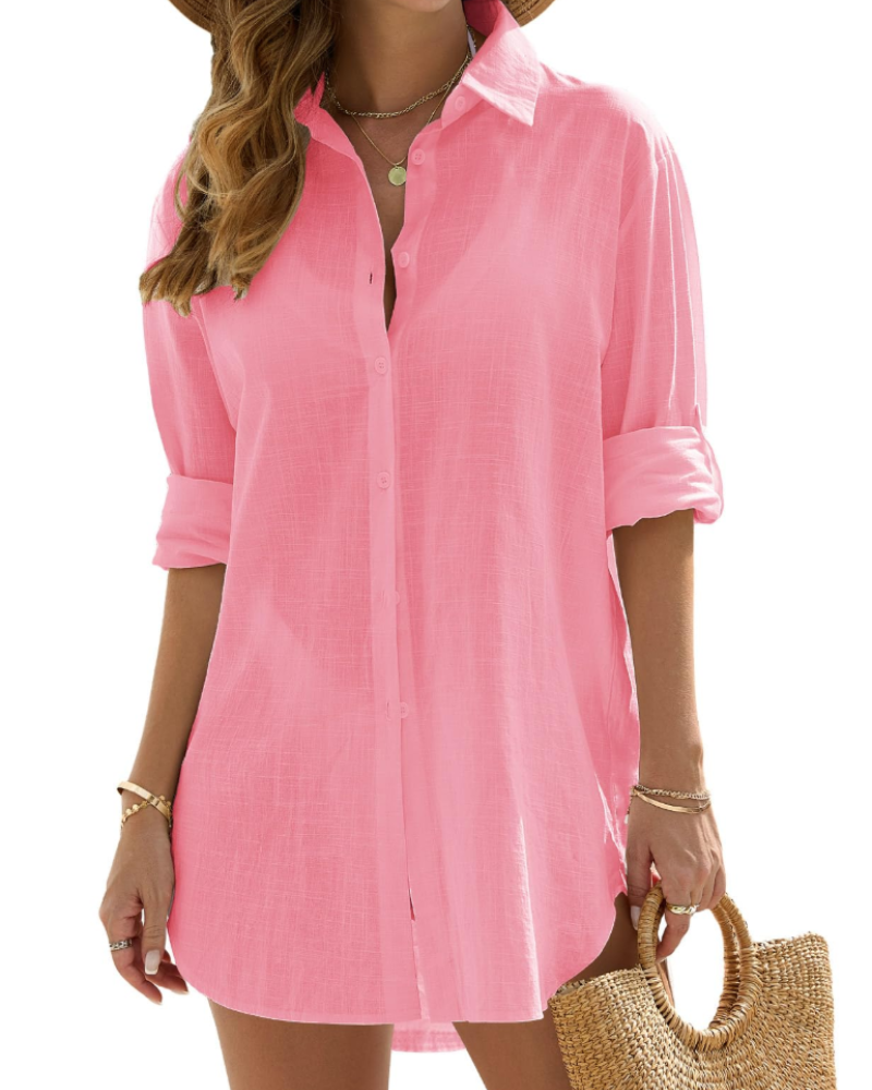 Women's Linen Blend Longline Beach Shirt