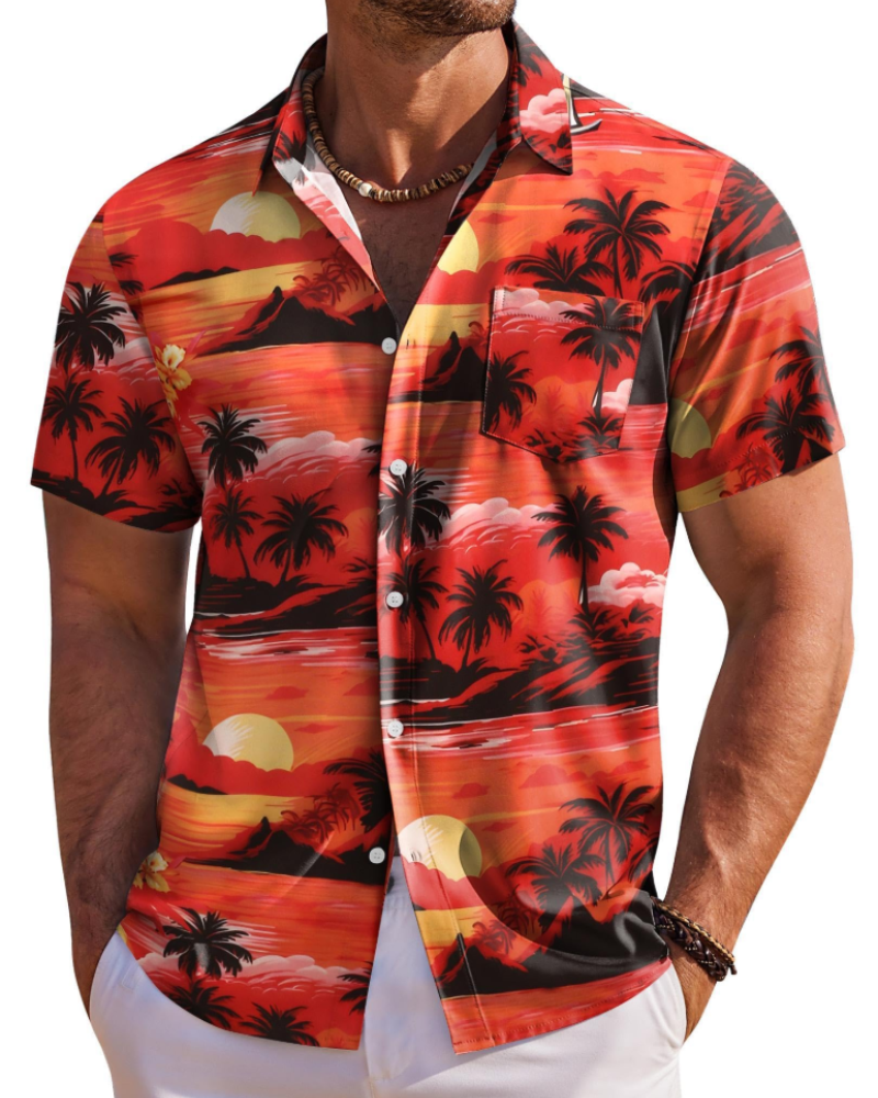 Men's Tropical Print Short Sleeve Shirt