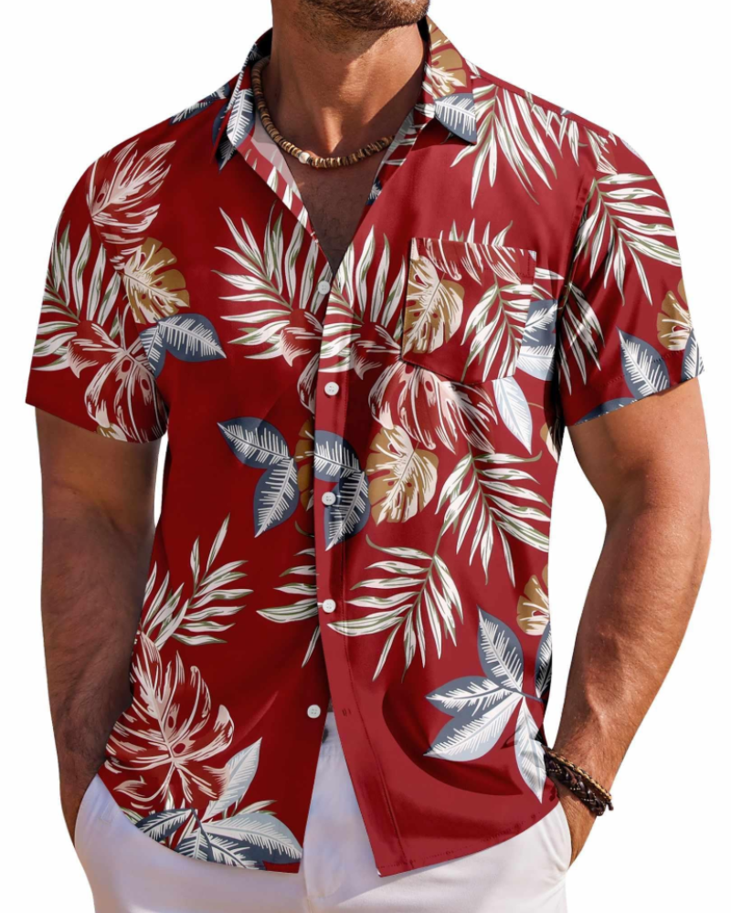 Men's Tropical Print Short Sleeve Shirt
