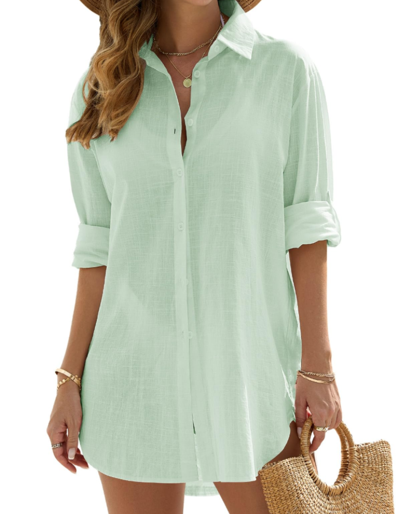 Women's Linen Blend Longline Beach Shirt