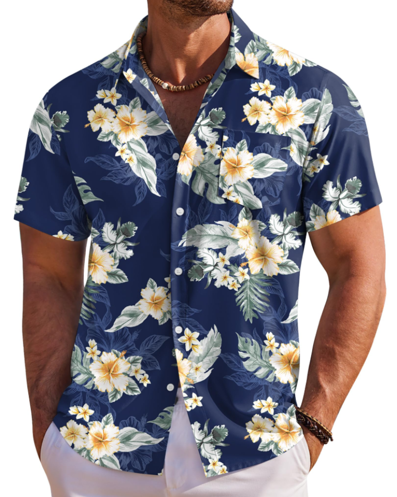 Men's Tropical Print Short Sleeve Shirt