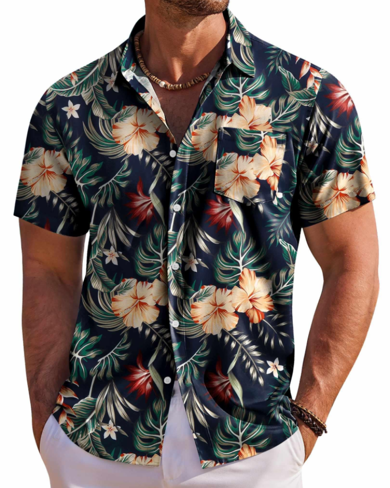 Men's Tropical Print Short Sleeve Shirt