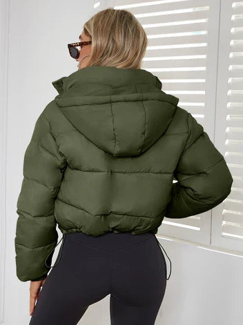Veste bouffante courte pour femme | Manteau d’hiver à col montant