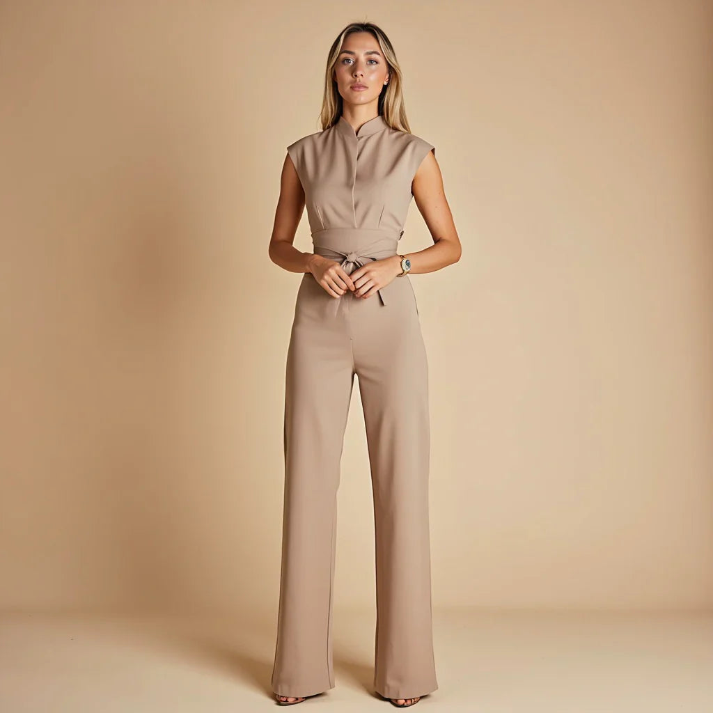 Women's Tailored Wide Leg Belted Jumpsuit