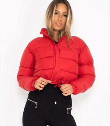 Women's Cropped Puffer Jacket | Hooded Winter Coat