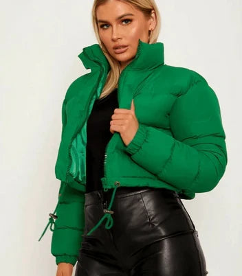 Women's Cropped Puffer Jacket | Hooded Winter Coat