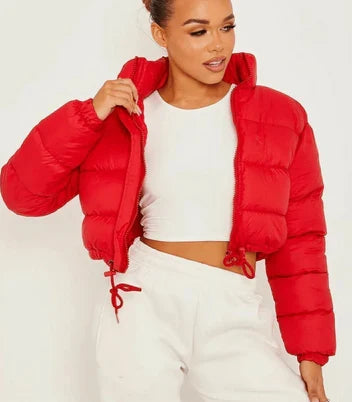 Women's Cropped Puffer Jacket | Hooded Winter Coat