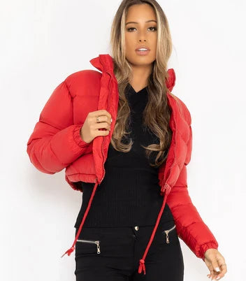 Women's Cropped Puffer Jacket | Hooded Winter Coat