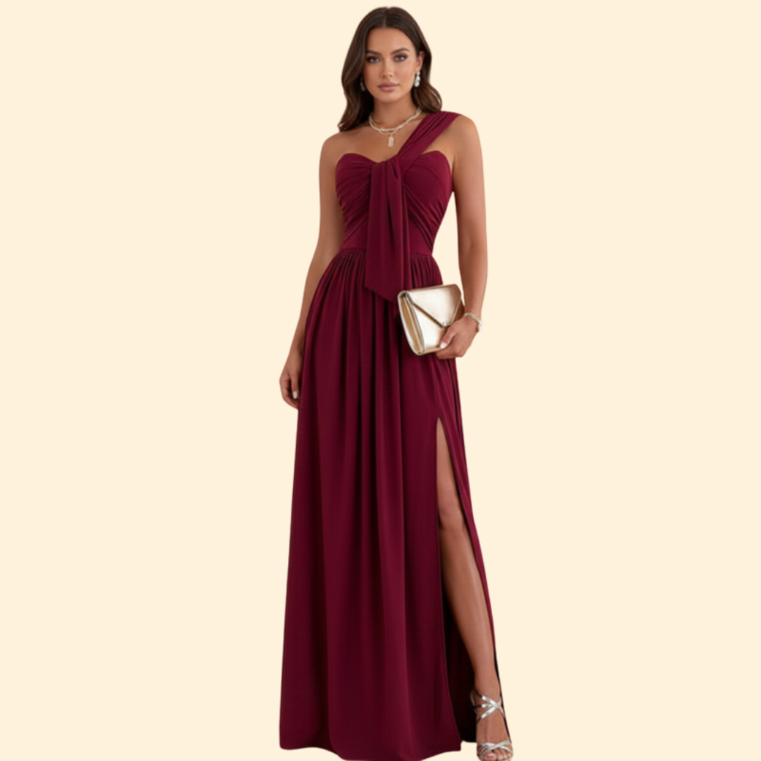 Robe longue asymétrique à une épaule pour femme | Robe de soirée longue