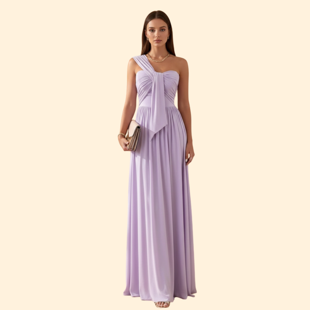 Robe longue asymétrique à une épaule pour femme | Robe de soirée longue