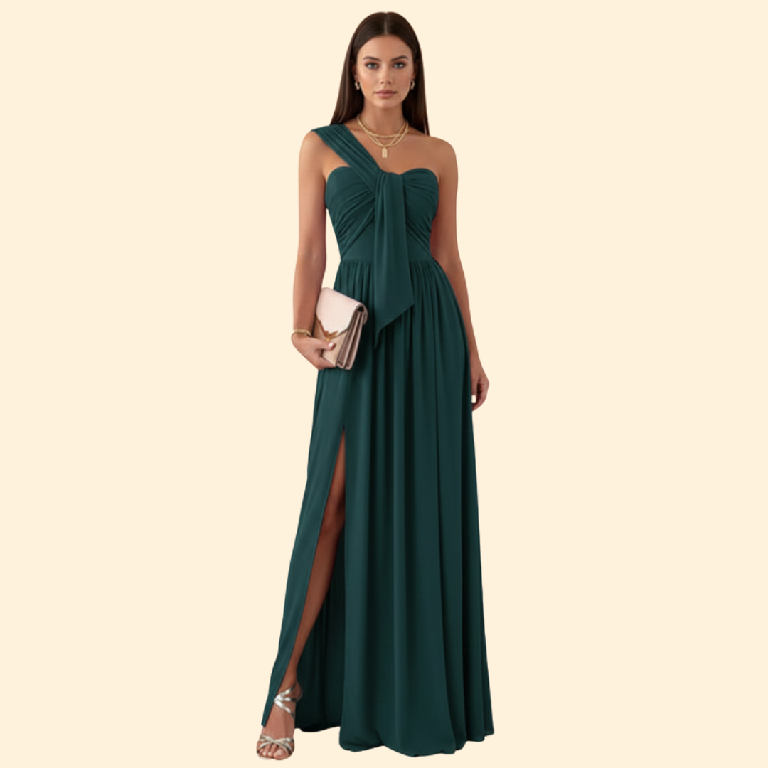 Robe longue asymétrique à une épaule pour femme | Robe de soirée longue