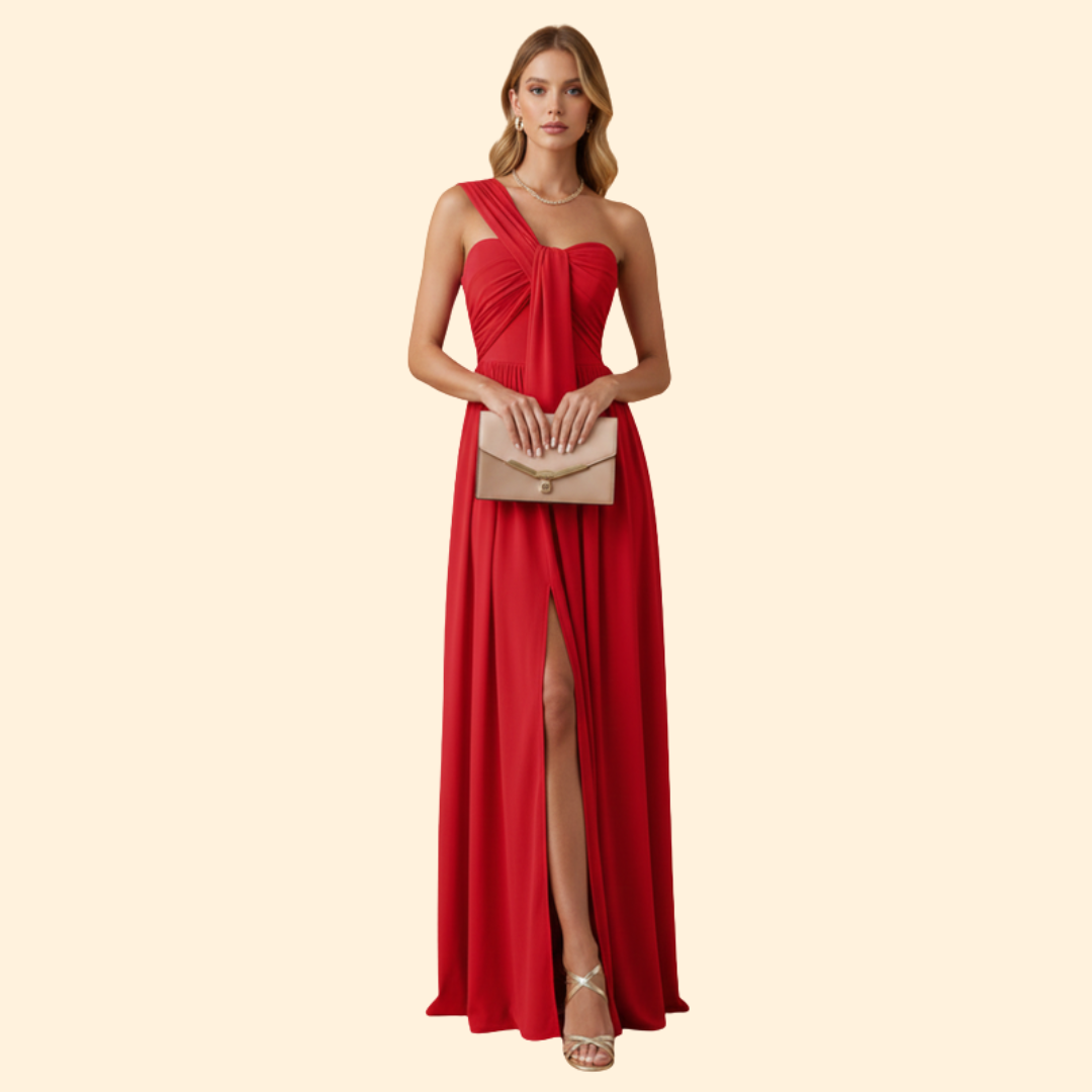 Robe longue asymétrique à une épaule pour femme | Robe de soirée longue