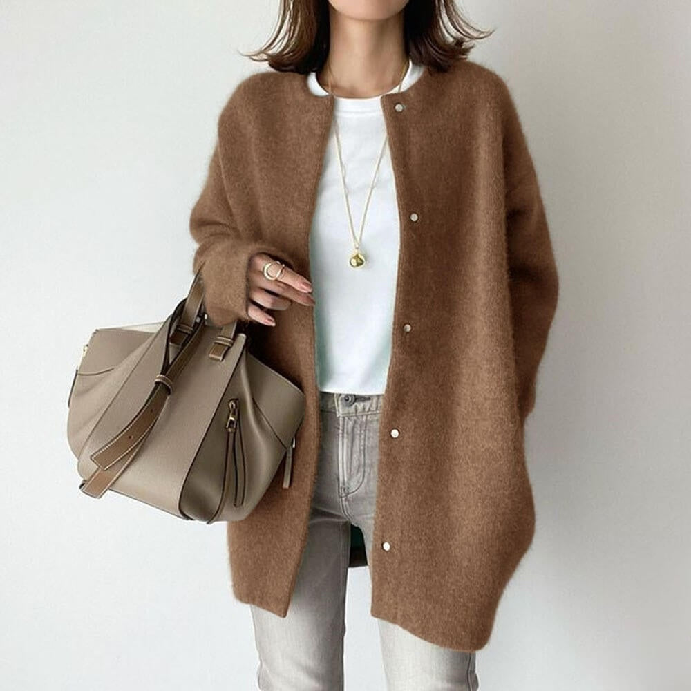 Women's Oversized Soft Knit Cardigan with Button Closure