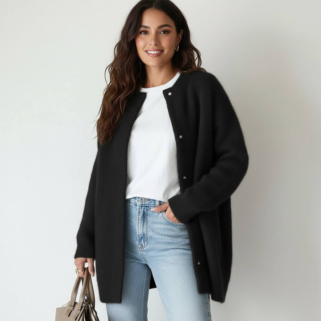 Women's Oversized Soft Knit Cardigan with Button Closure