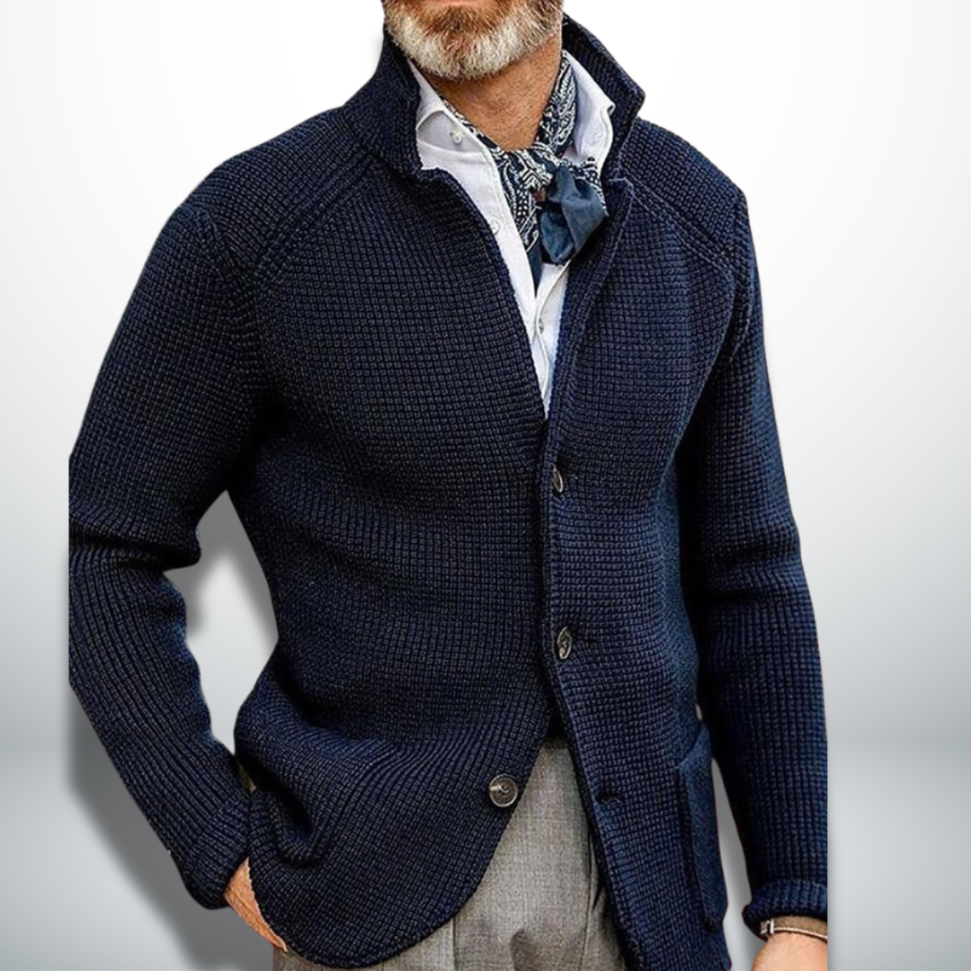 Men's Knitted Stand-Collar Cardigan