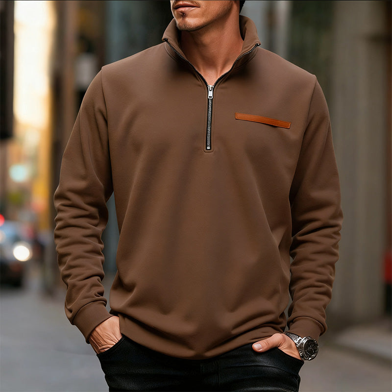 Men’s Half-Zip Sweatshirt with Stand Collar