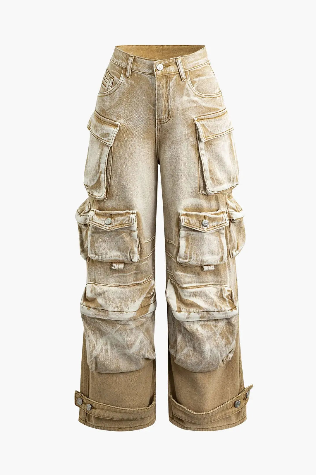 Wide-Leg Cargo Jeans with Multiple Pockets