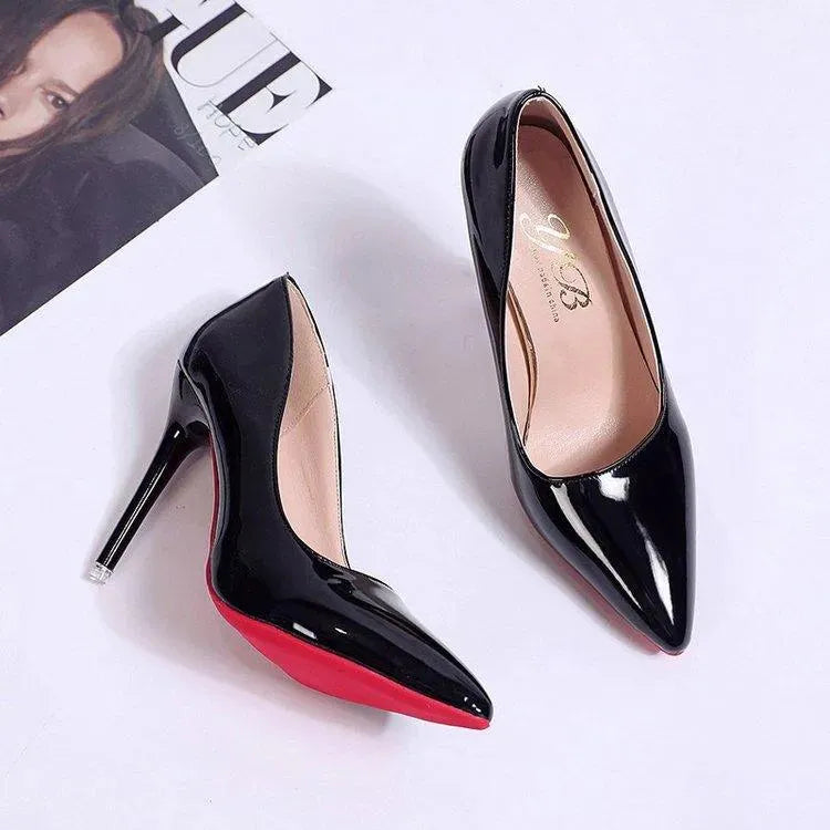 Patent Leather Stiletto Pumps with Pointed Toe