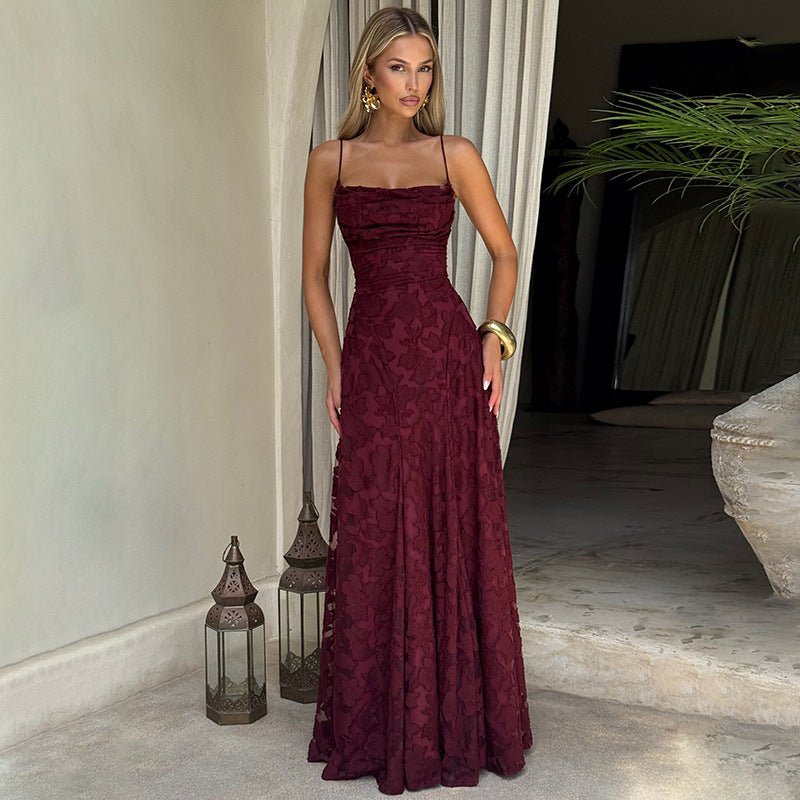 Lace Evening Dress with Ruched Bodice and Side Slit