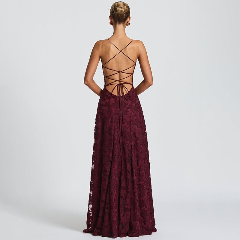 Lace Evening Dress with Ruched Bodice and Side Slit