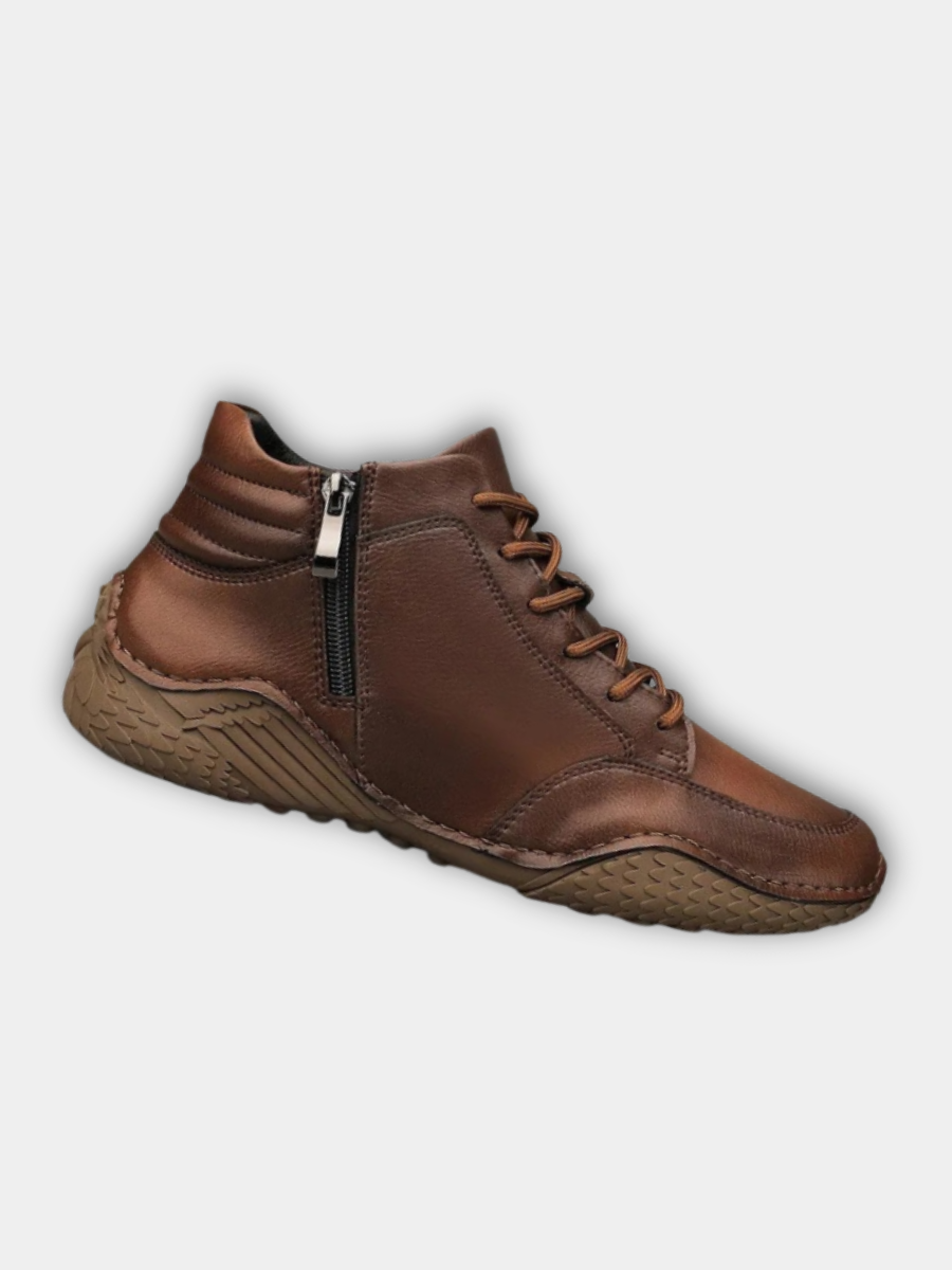 Men's Leather Ankle Boots | Brown Lace-Up