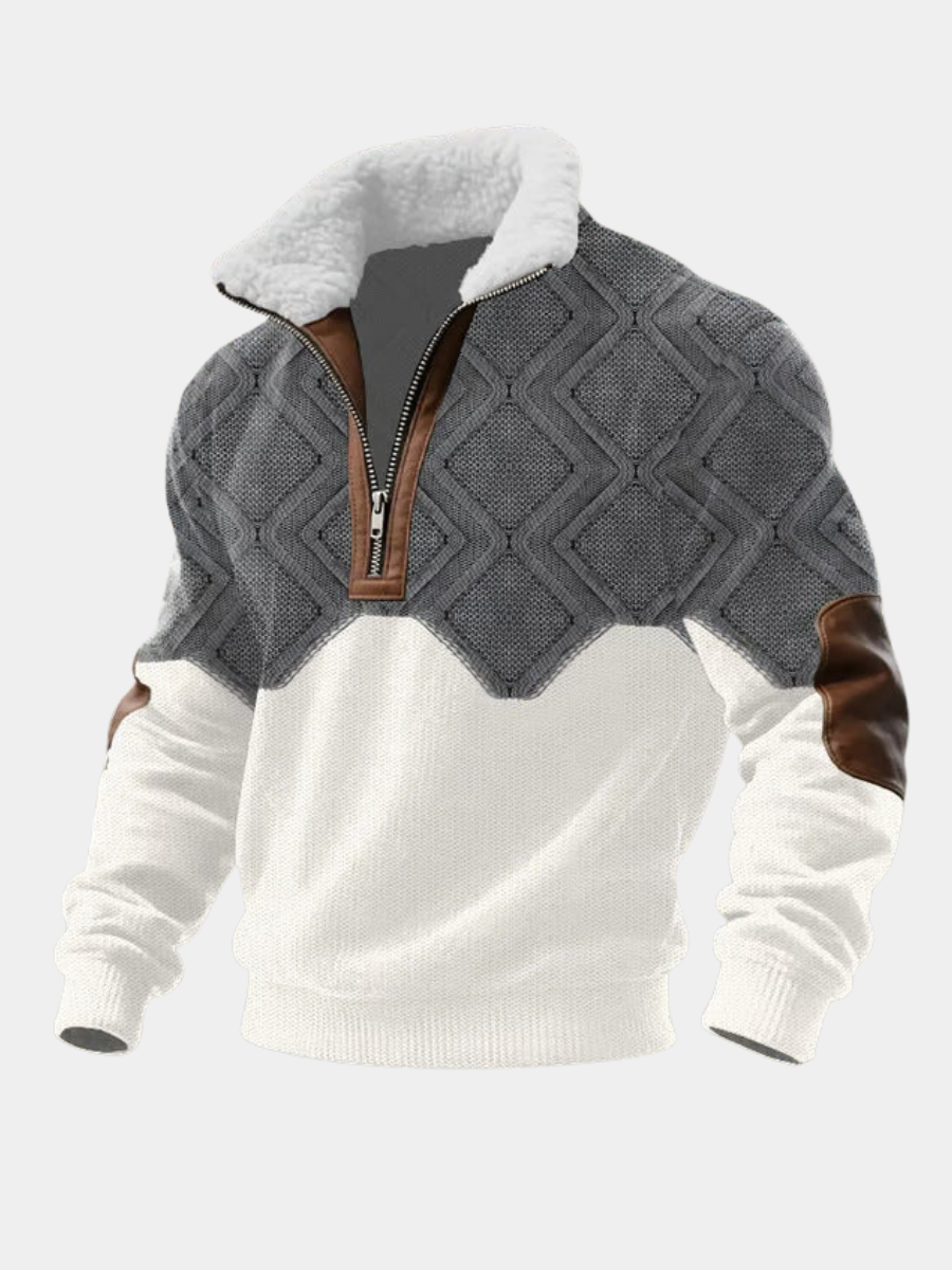 Men’s Sherpa Collar Cable Knit Half-Zip Jumper