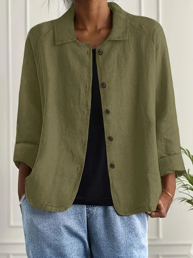 Veste décontractée pour femme à col et boutonnage sur le devant