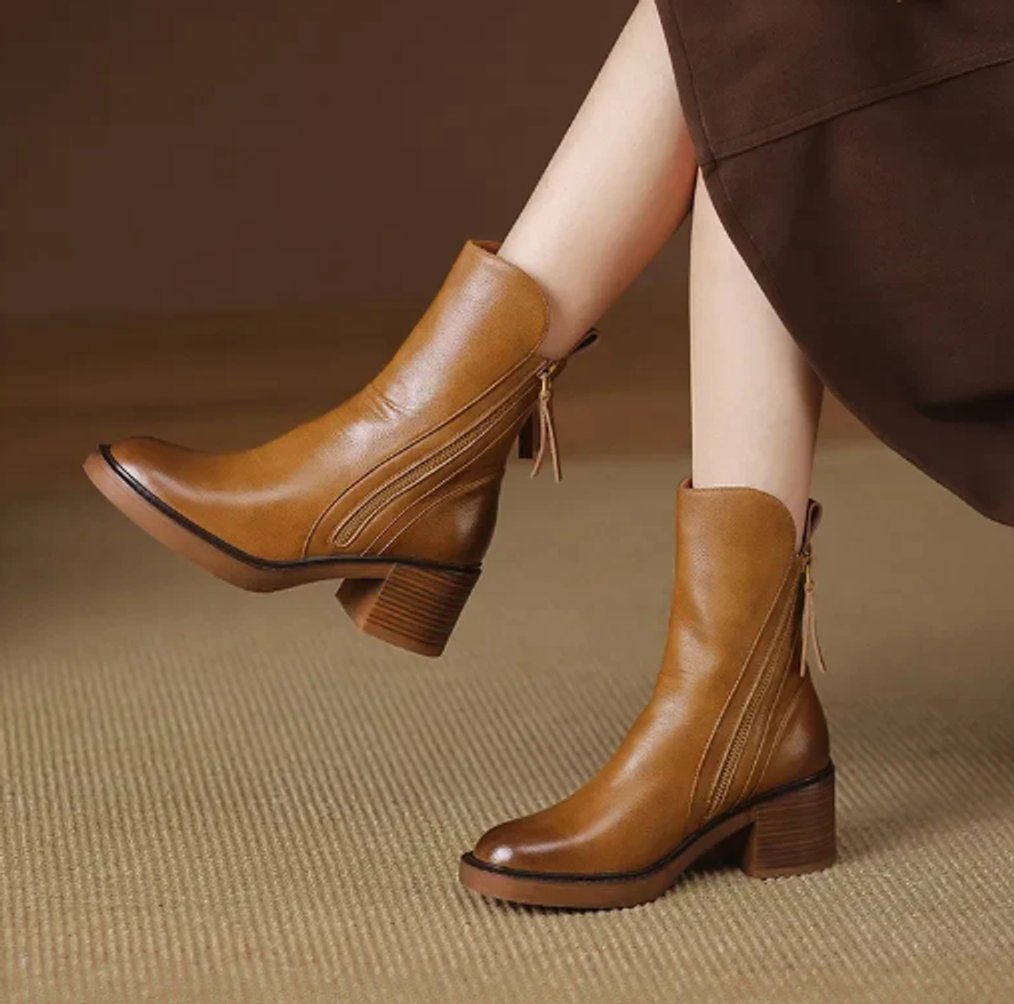 Bottines à talon carré et fermeture éclair pour femme