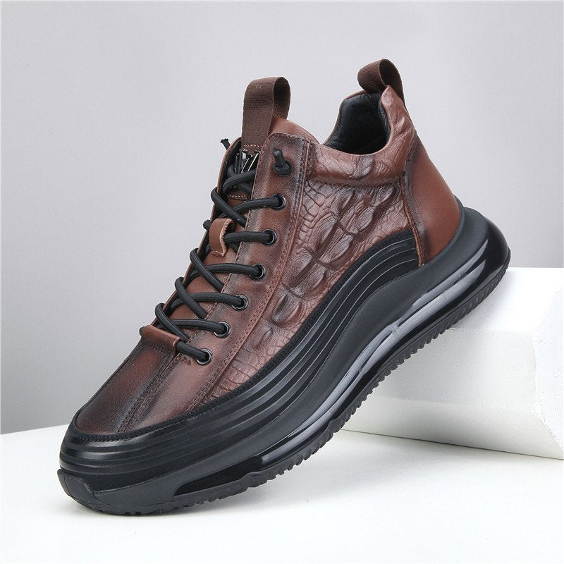 Men’s Leather Lace-Up Platform Trainers
