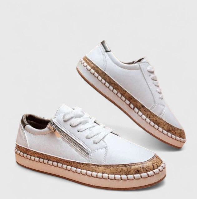 Embroidered Canvas Trainers with Platform Sole