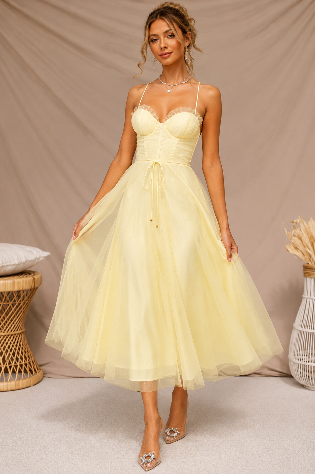 Women's Tulle Midi Occasion Dress