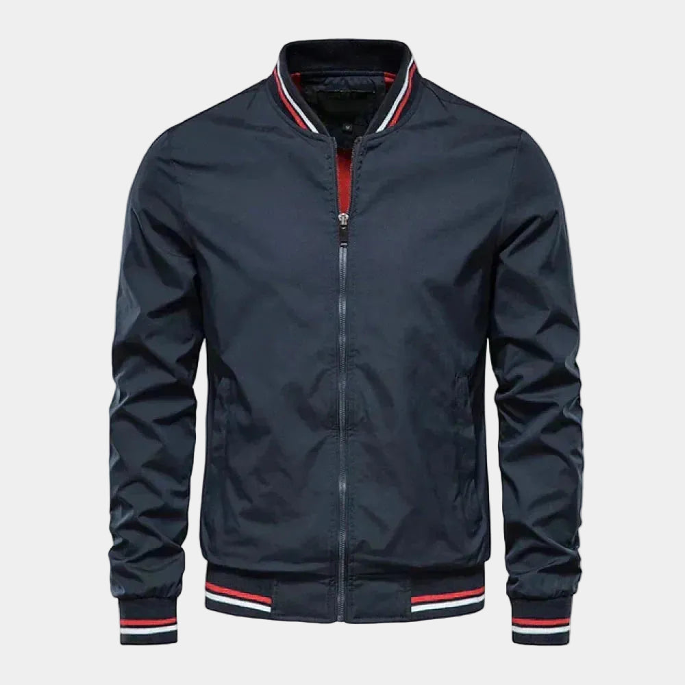 Men's Bomber Jacket with Ribbed Collar
