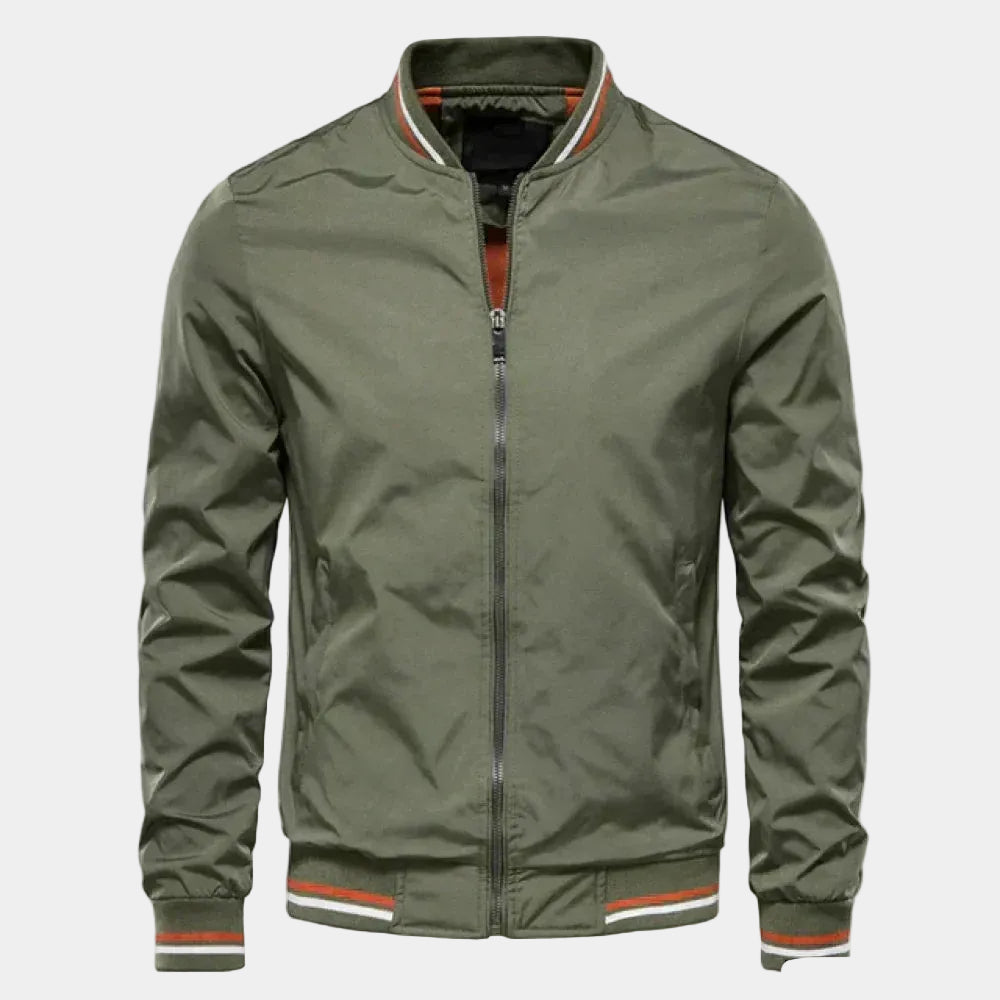 Men's Bomber Jacket with Ribbed Collar