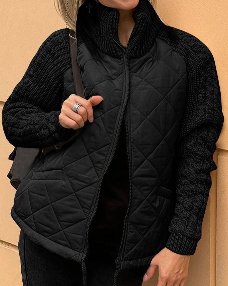 Women’s Quilted Knit Sleeve Zip Jacket