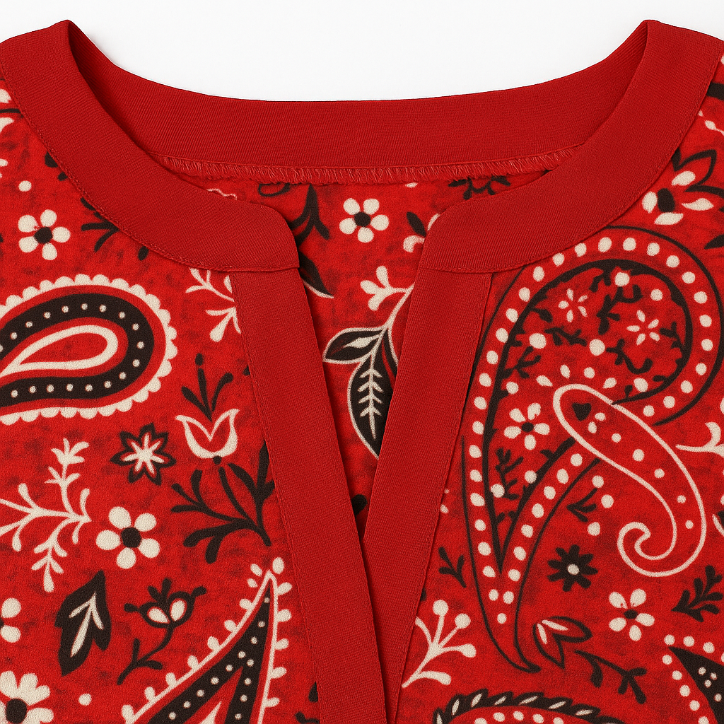 Blouse à imprimé cachemire pour femmes avec manches volantées