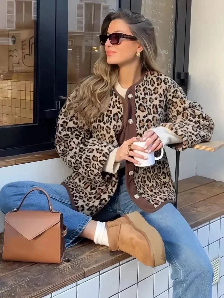 Women’s Leopard Print Button-Up Cardigan