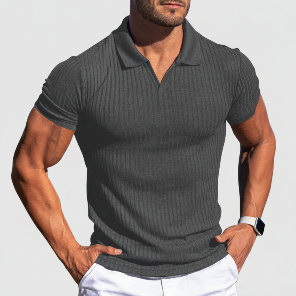 Polo texturé pour homme | Haut en maille ajusté à manches courtes