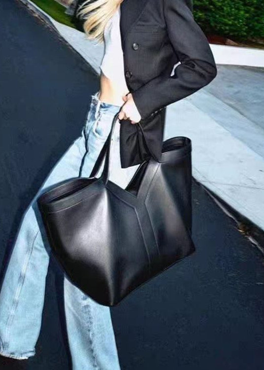 Oversized Tote Bag in Faux Leather with Slouchy Silhouette