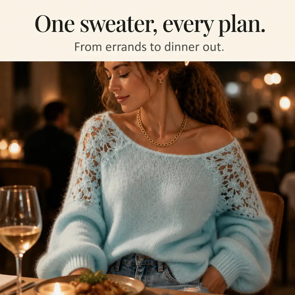 Women's Knitted Jumper with Lace Detail