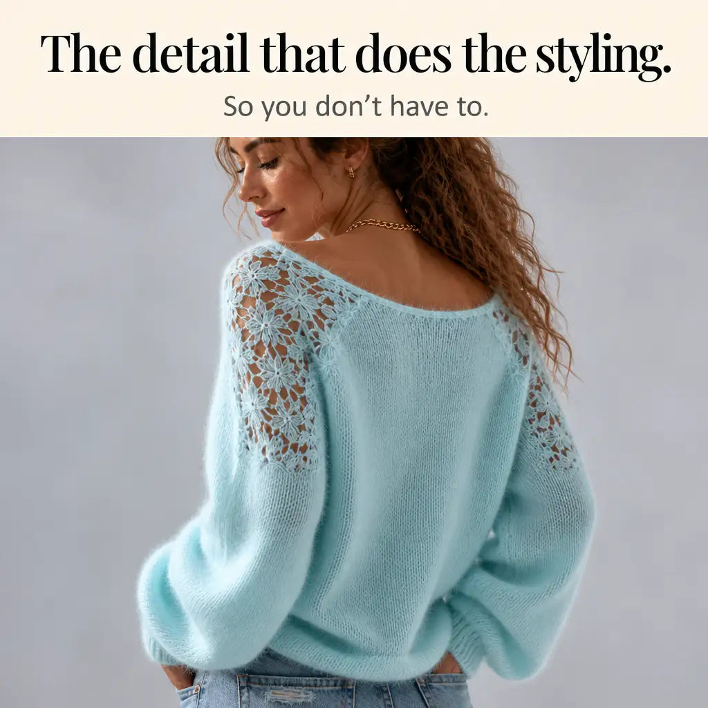 Women's Knitted Jumper with Lace Detail