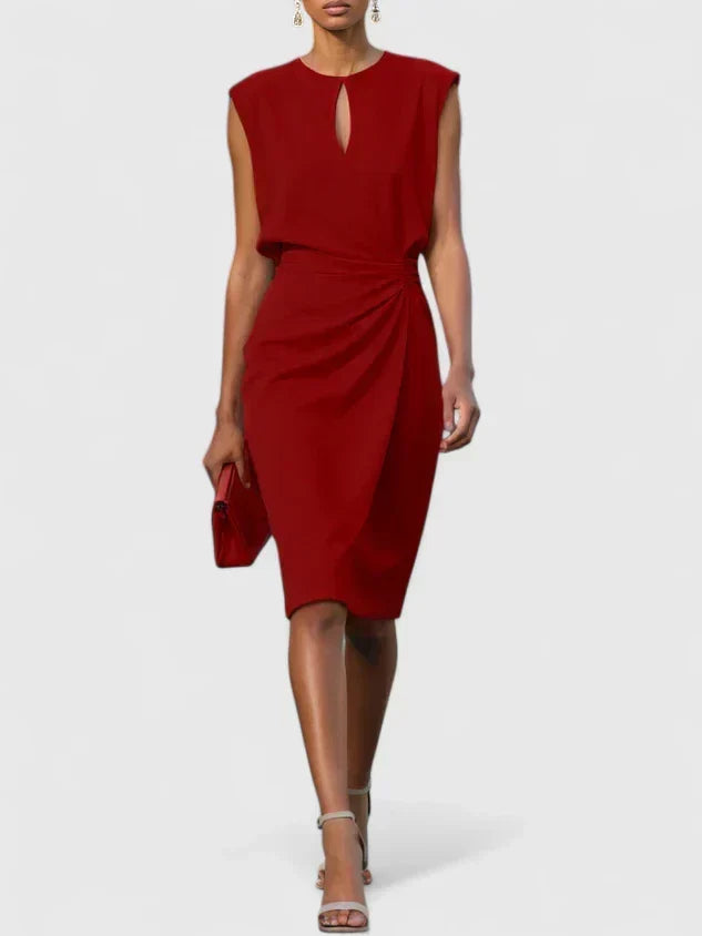 Women's Elegant Ruched Sheath Midi Dress