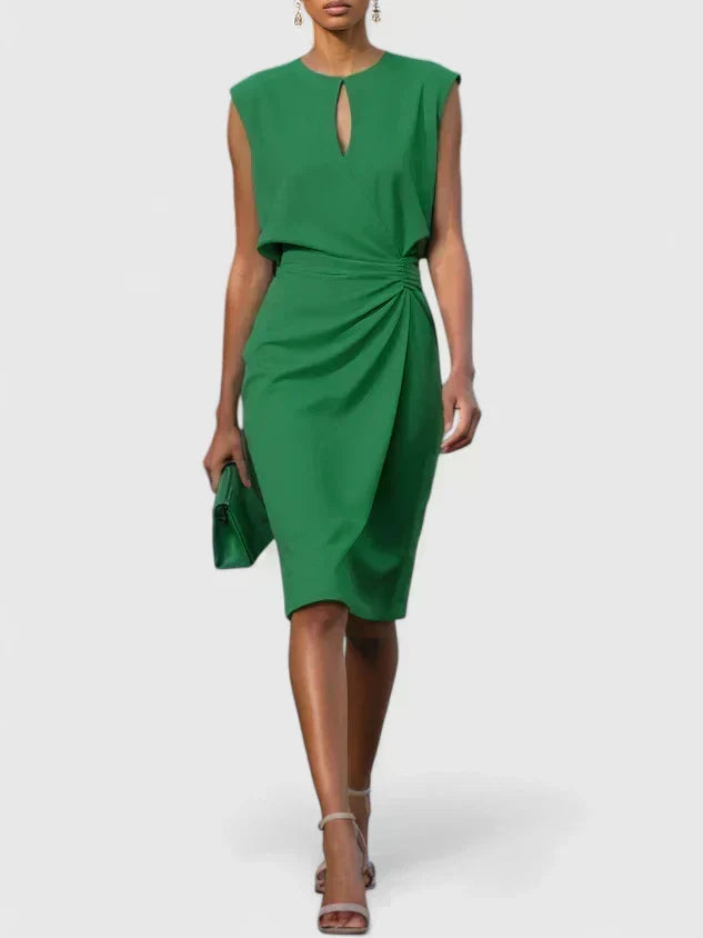 Women's Elegant Ruched Sheath Midi Dress