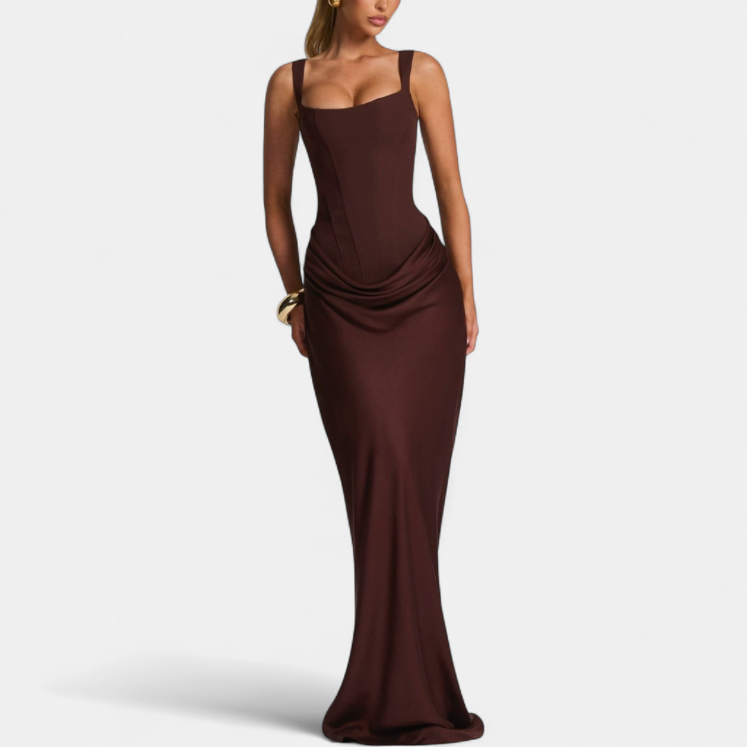 Women's Corset Draped Maxi Dress