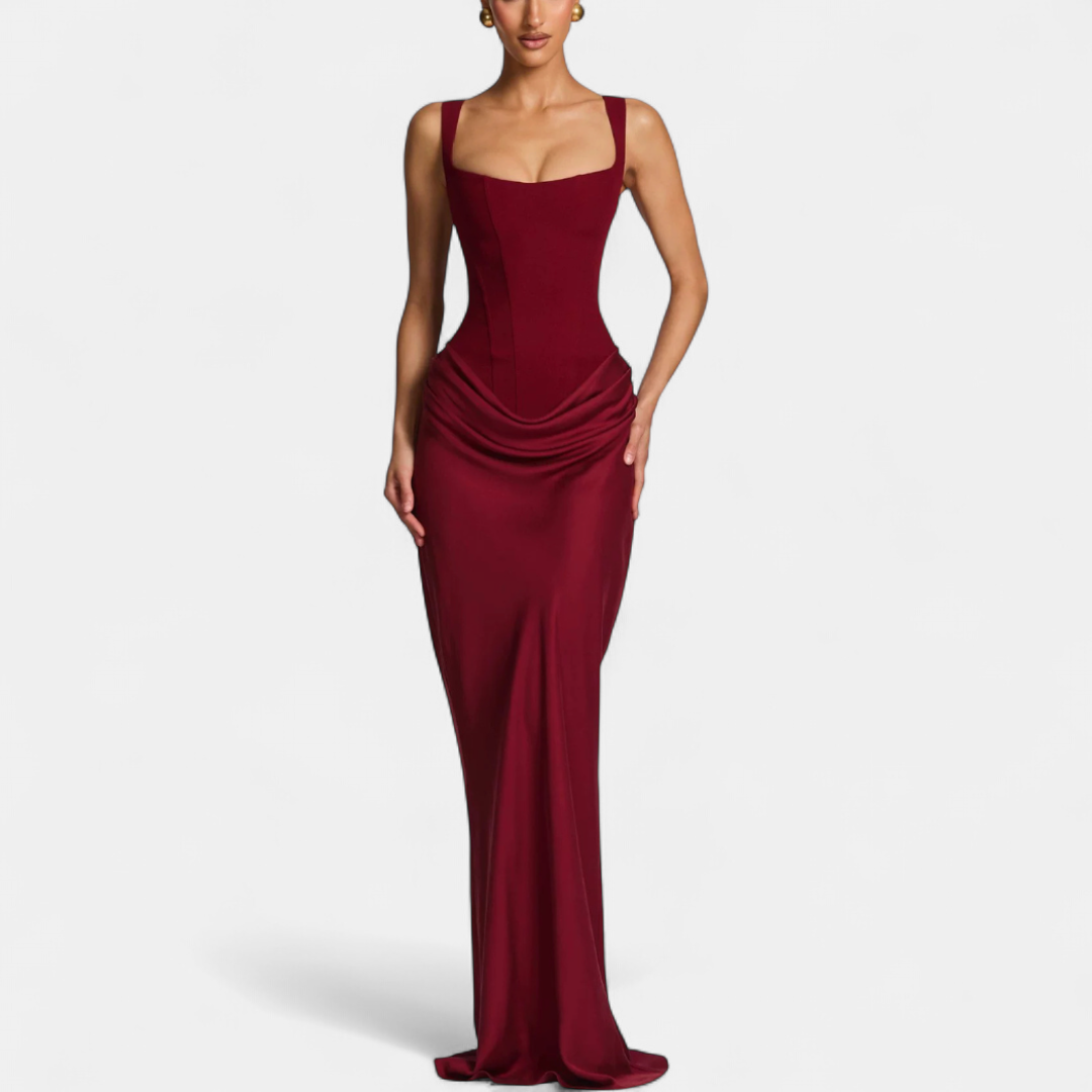 Women's Corset Draped Maxi Dress