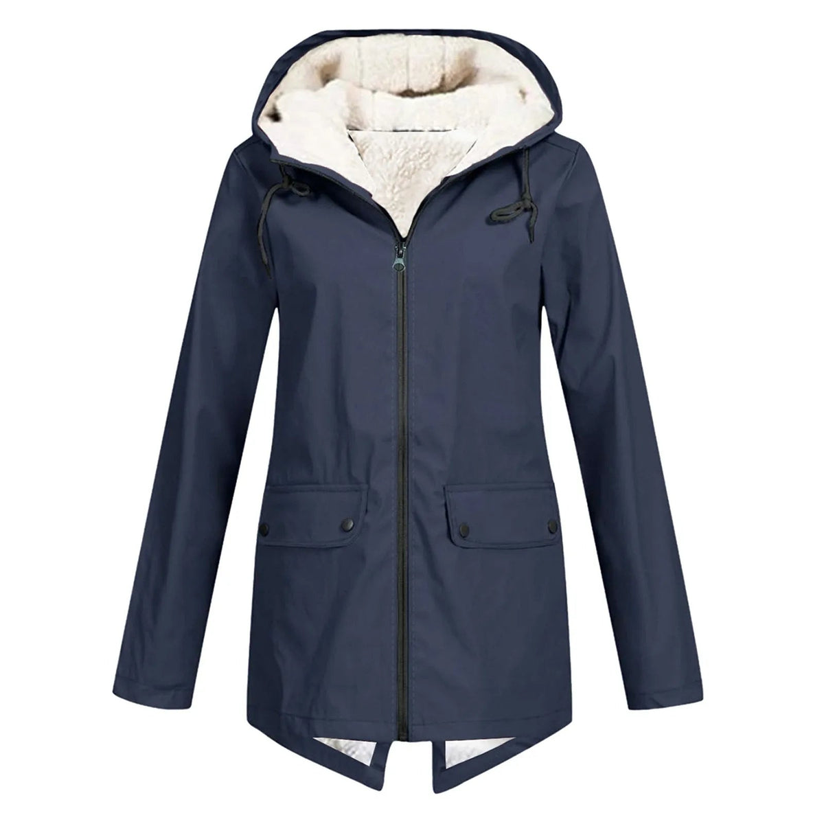 Anorak imperméable à capuche pour femme | Manteau doublé en polaire
