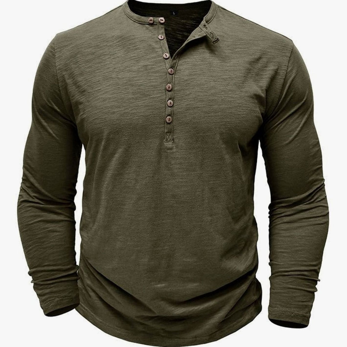 T-shirt Henley à manches longues pour homme avec patte de boutonnage