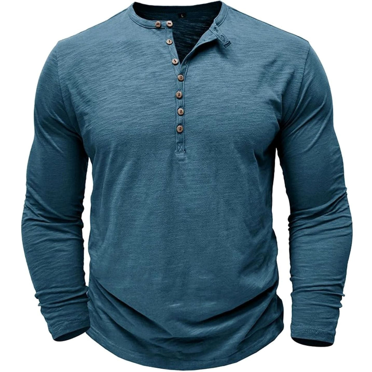 T-shirt Henley à manches longues pour homme avec patte de boutonnage