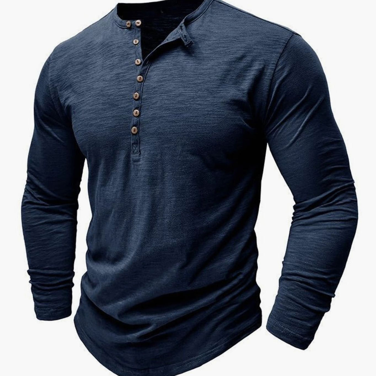 T-shirt Henley à manches longues pour homme avec patte de boutonnage