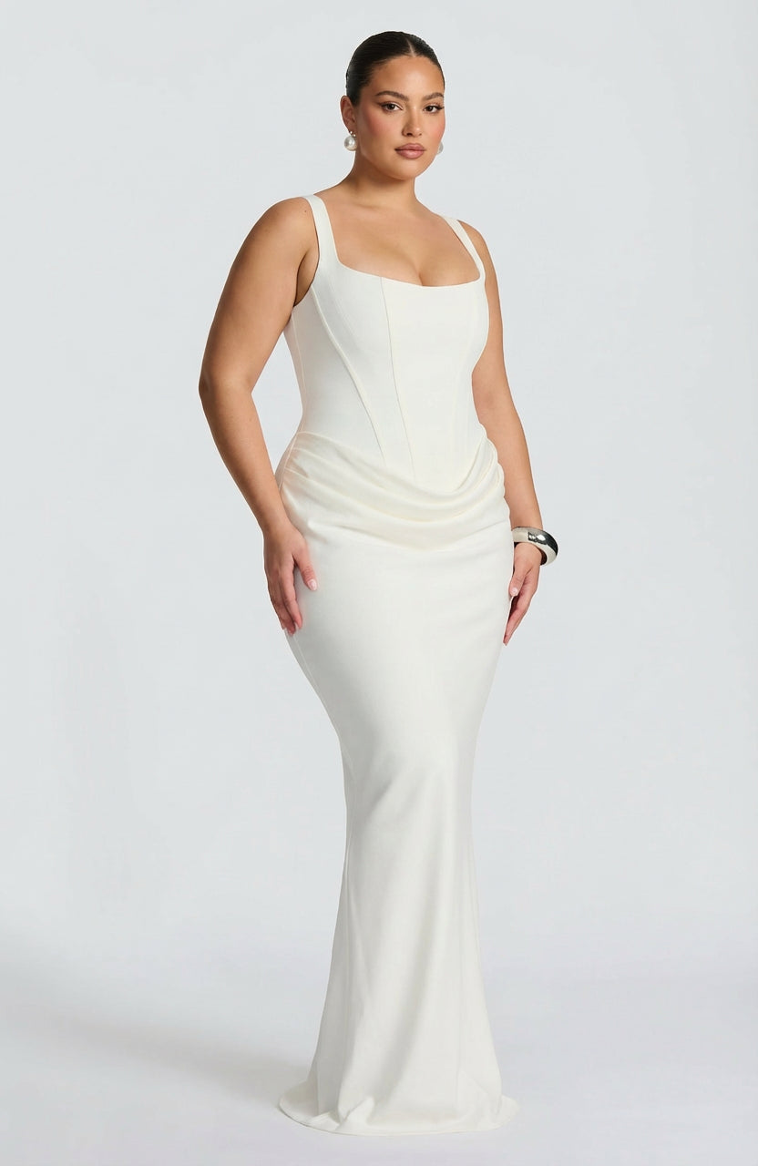 Women’s Square Neck Ruched Maxi Dress